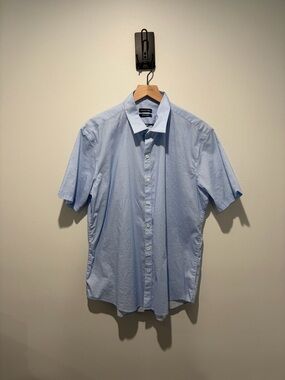 Zachary Prell Light Blue Short-Sleeve Cotton Button-Down Shirt XL